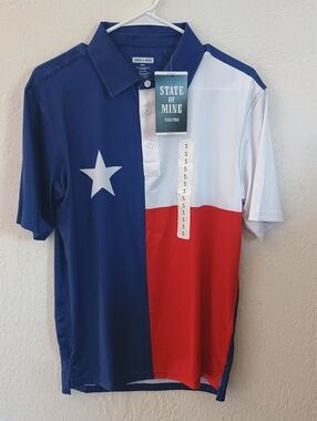 State of Mind Men's Polo — Texas Flag Design in Blue, White, Red